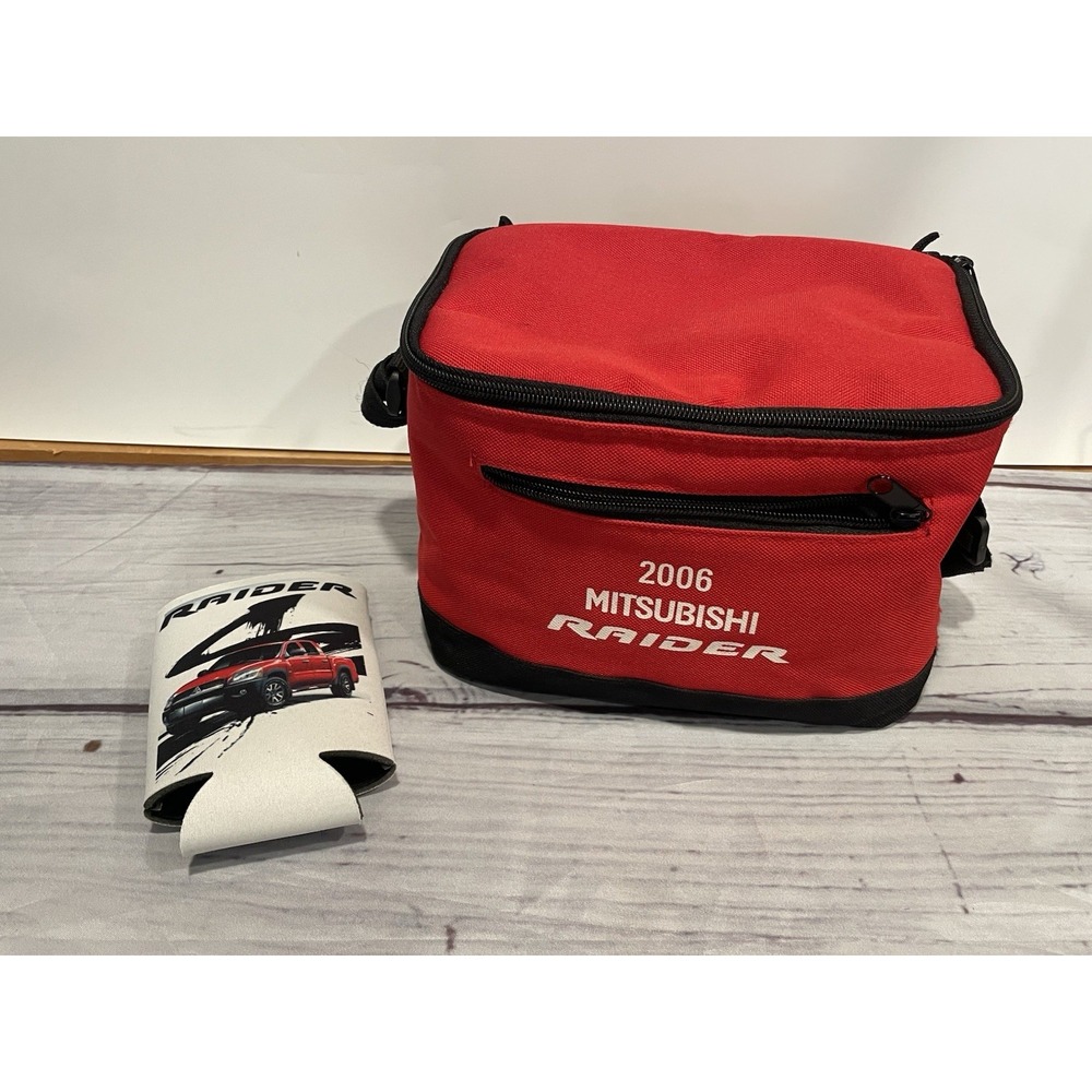 RARE Promotional Insulated Soft Cooler Bag Red/Black Mitsubishi Raider W/Coozie